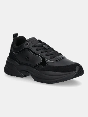 Tommy Hilfiger sneakersy skórzane TH CHUNKY RUNNER PATENT damskie kolor czarny FW0FW08840