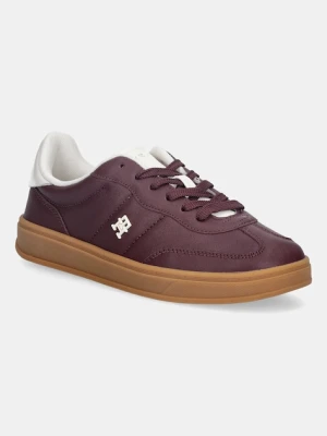 Tommy Hilfiger sneakersy skórzane TH HERITAGE SNEAKER SHINY damskie kolor bordowy FW0FW08823