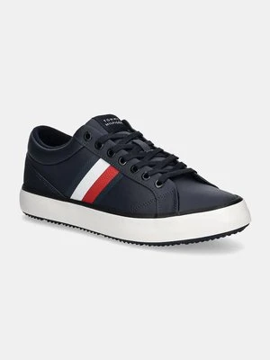 Tommy Hilfiger sneakersy skórzane TH HI VULC CORE CLEAT STRIPES kolor granatowy FM0FM05199