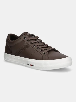 Tommy Hilfiger sneakersy skórzane TH HI VULC LTH STREET męskie kolor brązowy FM0FM05626