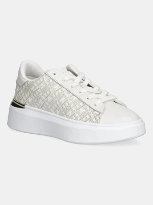 Tommy Hilfiger sneakersy skórzane TH MONOGRAM PLATFORM SNK damskie kolor beżowy FW0FW09155