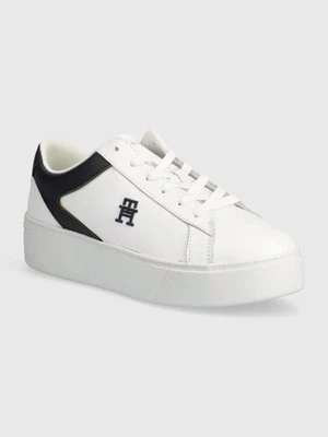 Tommy Hilfiger sneakersy skórzane TH PLATFORM COURT SNEAKER kolor biały FW0FW07910