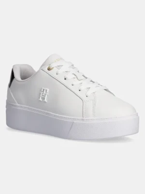 Tommy Hilfiger sneakersy skórzane TH PLATFORM COURT SNEAKER kolor biały FW0FW08614