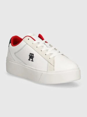 Zdjęcie produktu Tommy Hilfiger sneakersy skórzane TH PLATFORM COURT SNEAKER NBK kolor biały FW0FW08210