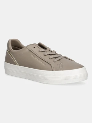 Tommy Hilfiger sneakersy skórzane VULC FOXING SNEAKER damskie kolor beżowy FW0FW08683