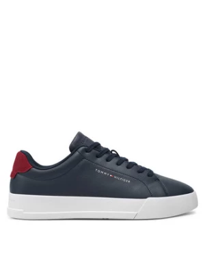 Tommy Hilfiger Sneakersy Th Court Leather Grain Ess FM0FM05297 Granatowy