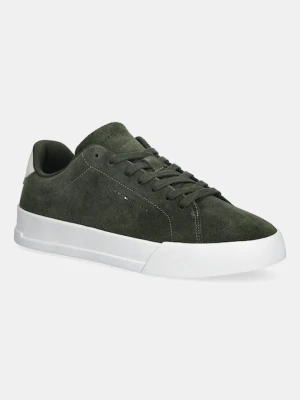 Tommy Hilfiger sneakersy zamszowe TH COURT CORE SUEDE męskie kolor zielony FM0FM05716