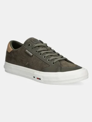 Tommy Hilfiger sneakersy zamszowe TH HI VULC STREET LOW SUEDE RWB kolor zielony FM0FM05458