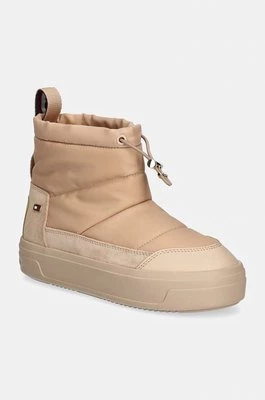 Tommy Hilfiger śniegowce FLAG NYLON MINI SNOWBOOT kolor beżowy FW0FW08334