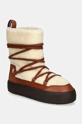 Tommy Hilfiger śniegowce LACE-UP FAUX SHEARLING SNOWBOOT kolor brązowy FW0FW08252