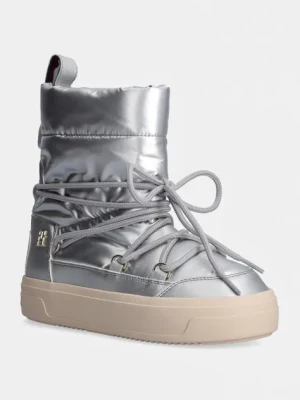 Tommy Hilfiger śniegowce LACE-UP METALLIC SNOWBOOT kolor srebrny FW0FW08442