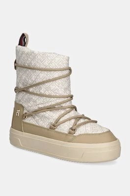 Tommy Hilfiger śniegowce LACE-UP MONOGRAM SNOWBOOT kolor beżowy FW0FW08430