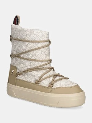 Tommy Hilfiger śniegowce LACE-UP MONOGRAM SNOWBOOT kolor beżowy FW0FW08430