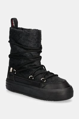 Tommy Hilfiger śniegowce LACE-UP MONOGRAM SNOWBOOT kolor czarny FW0FW08430