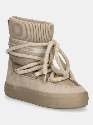 Tommy Hilfiger śniegowce LOGOTAPE SNOWBOOT WARM kolor beżowy FW0FW08998