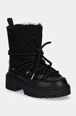 Tommy Hilfiger śniegowce REAL SHEARLING LACE-UP SNOWBOOT kolor czarny FW0FW08085