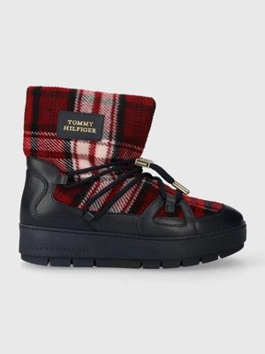 Tommy Hilfiger śniegowce TARTAN SNOWBOOT kolor granatowy FW0FW07612