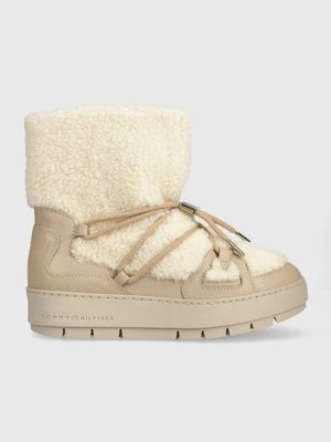 Tommy Hilfiger śniegowce TOMMY TEDDY SNOWBOOT kolor beżowy FW0FW07505