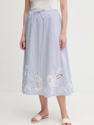 Tommy Hilfiger spódnica bawełniana kolor niebieski midi rozkloszowana WW0WW46168