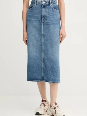 Tommy Hilfiger spódnica jeansowa kolor niebieski midi prosta WW0WW46503