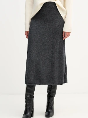 Tommy Hilfiger spódnica wełniana kolor szary midi rozkloszowana WW0WW46756