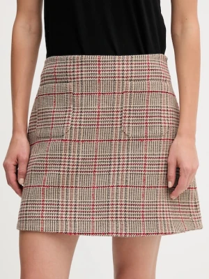 Tommy Hilfiger spódnica z domieszką wełny kolor brązowy mini rozkloszowana WW0WW48265