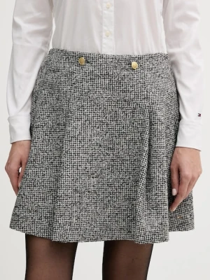 Tommy Hilfiger spódnica z domieszką wełny kolor szary mini rozkloszowana WW0WW48787
