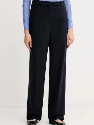 Tommy Hilfiger spodnie bawełniane damskie kolor granatowy proste high waist WW0WW46811