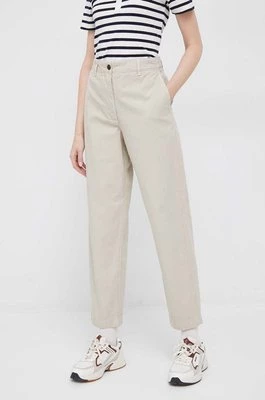 Tommy Hilfiger spodnie bawełniane kolor beżowy proste high waist
