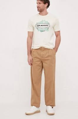 Tommy Hilfiger spodnie bawełniane x Shawn Mendes kolor brązowy proste