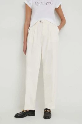 Tommy Hilfiger spodnie damskie kolor beżowy fason chinos high waist WW0WW40509