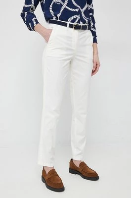 Tommy Hilfiger spodnie damskie kolor biały proste medium waist