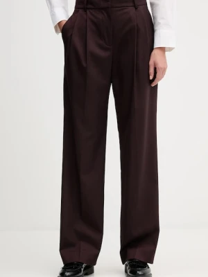 Tommy Hilfiger spodnie damskie kolor bordowy szerokie high waist WW0WW48358