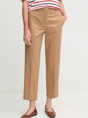 Tommy Hilfiger spodnie damskie kolor brązowy proste high waist WW0WW40504