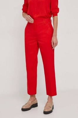 Tommy Hilfiger spodnie damskie kolor czerwony proste high waist WW0WW40504