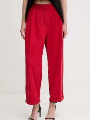 Tommy Hilfiger spodnie damskie kolor czerwony szerokie high waist WW0WW45589