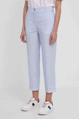 Tommy Hilfiger spodnie damskie kolor niebieski proste high waist WW0WW41358
