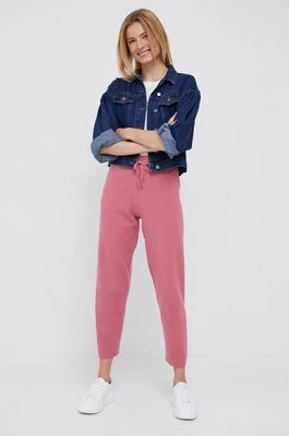 Tommy Hilfiger spodnie damskie kolor różowy gładkie