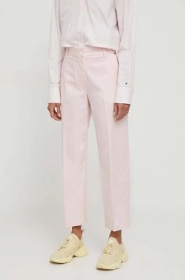 Tommy Hilfiger spodnie damskie kolor różowy proste high waist WW0WW40504
