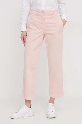 Tommy Hilfiger spodnie damskie kolor różowy proste high waist WW0WW41352