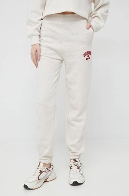Tommy Hilfiger spodnie dresowe bawełniane damskie kolor beżowy melanżowe