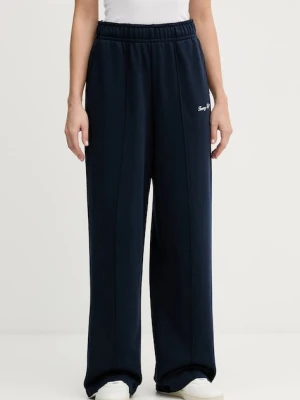 Tommy Hilfiger spodnie dresowe bawełniane damskie kolor granatowy z aplikacją WW0WW48784