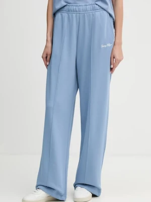 Tommy Hilfiger spodnie dresowe bawełniane damskie kolor niebieski z aplikacją WW0WW48784