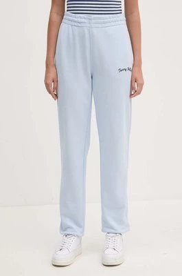 Tommy Hilfiger spodnie dresowe bawełniane kolor niebieski gładkie WW0WW42718