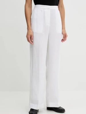 Tommy Hilfiger spodnie lniane damskie kolor biały szerokie high waist WW0WW46823