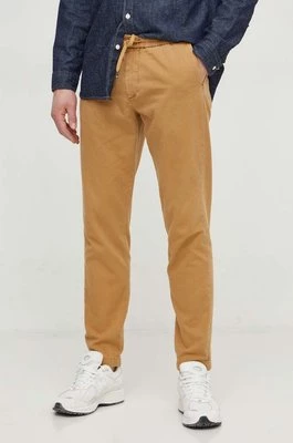 Tommy Hilfiger spodnie męskie kolor brązowy dopasowane MW0MW33918