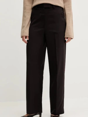 Tommy Hilfiger spodnie wełniane damskie kolor bordowy proste high waist WW0WW48362
