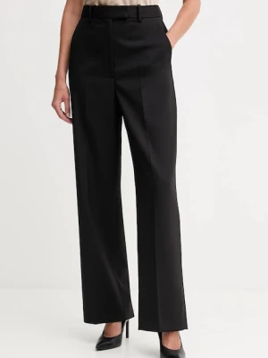 Tommy Hilfiger spodnie wełniane damskie kolor czarny proste high waist WW0WW48362