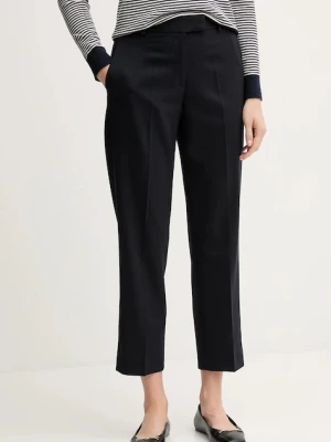 Tommy Hilfiger spodnie z dodatkiem wełny damskie kolor granatowy fason cygaretki high waist WW0WW48353