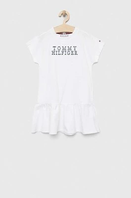 Tommy Hilfiger sukienka bawełniana dziecięca kolor biały mini prosta